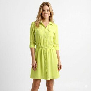 Victoria's Secret Shirt Dress Button down front Neon yellow Long sleeve